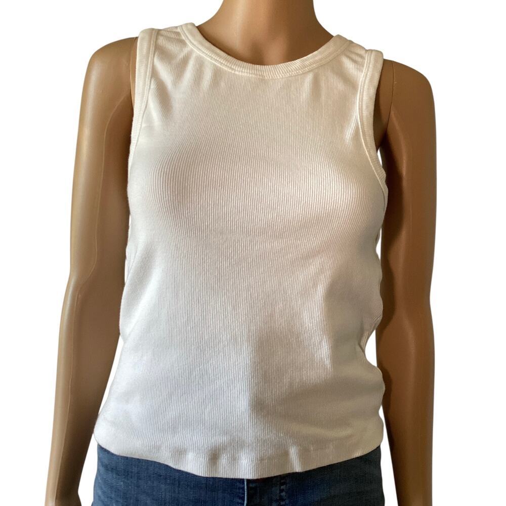 Anthropologie rib Stretch Cotton Crop Racerback Tank Top size S